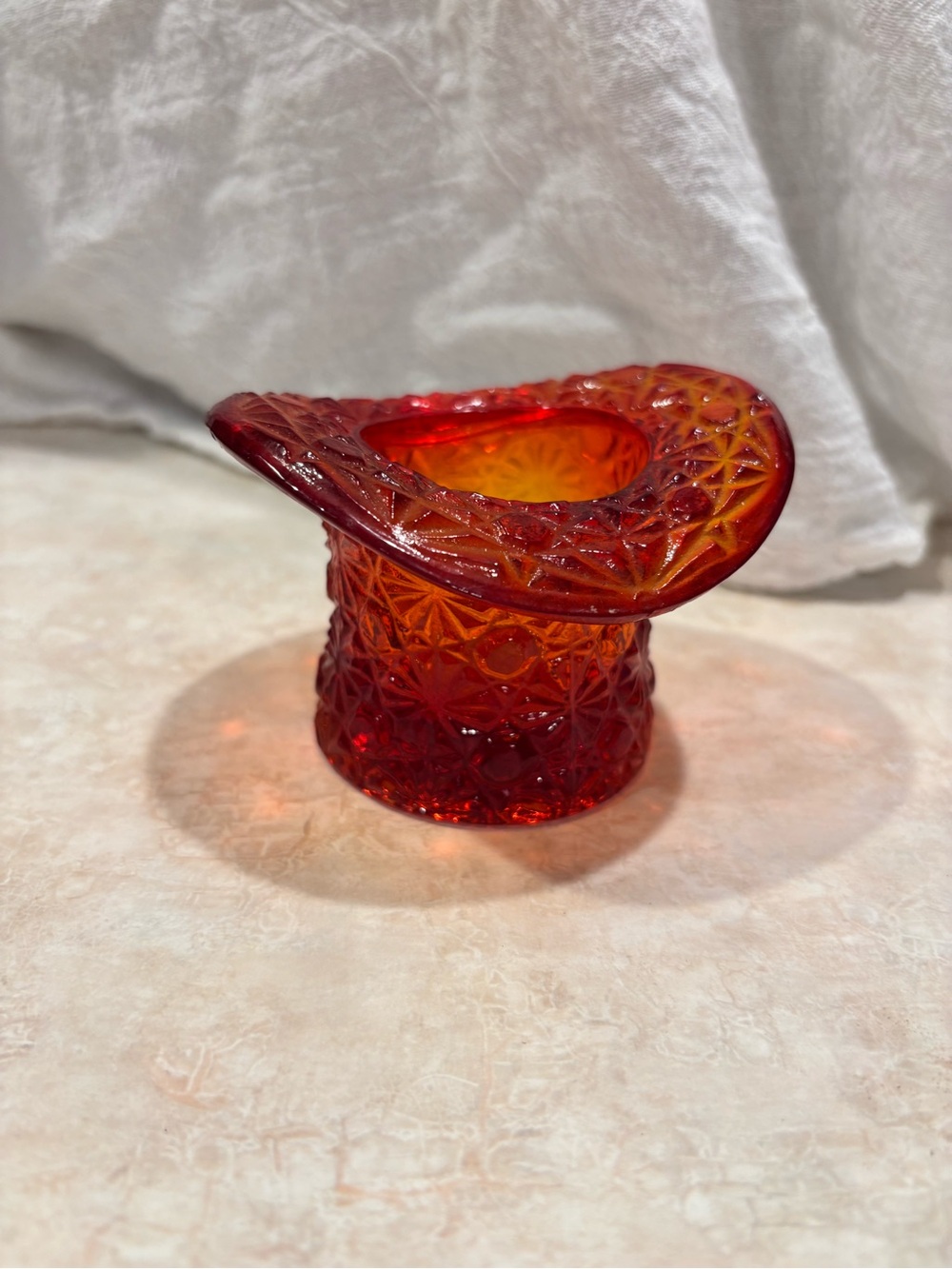 Vintage Red Glass Top Hat Accent Bowl